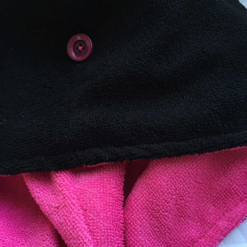 Toalha Turbante Dupla Face Microfibra Preto/Pink