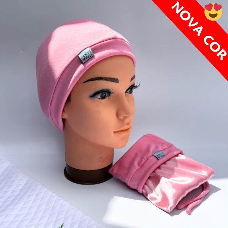 Touca Nero Forrada em Cetim Premium Comfort  AntiFrizz Com Cordão Para Ajustar - Linha Deluxe