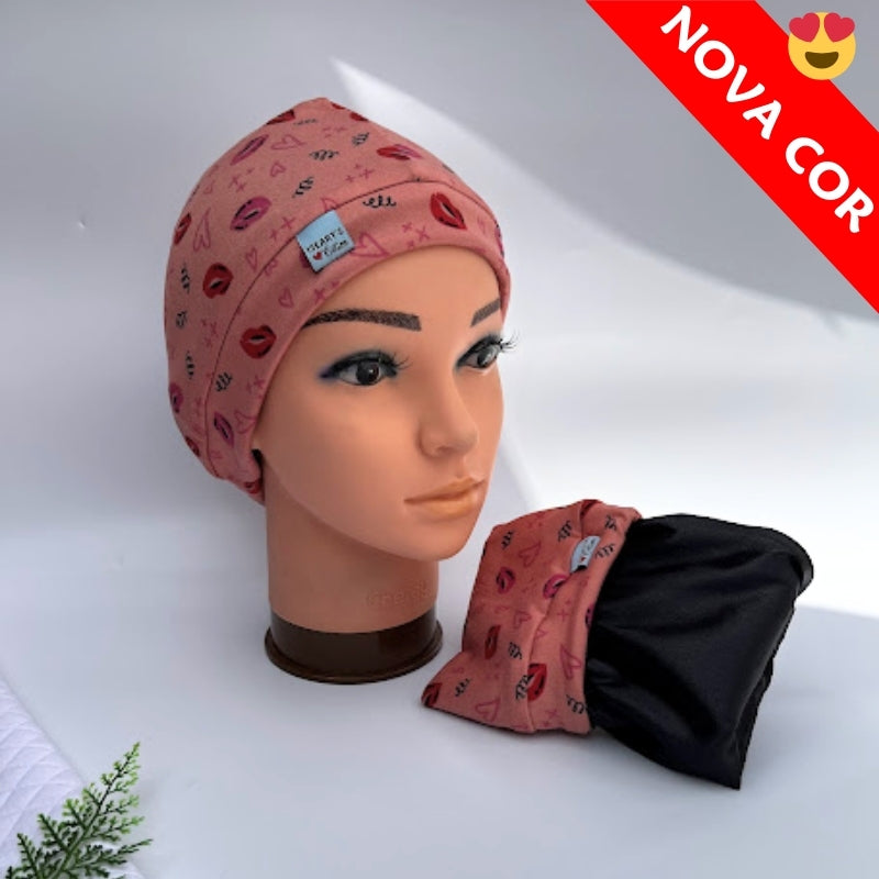 Touca Nero Forrada em Cetim Premium Comfort  AntiFrizz Com Cordão Para Ajustar - Linha Deluxe